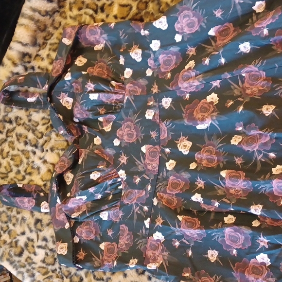 NWT Hot topic,Dark floral Retro dress with pockets 2x elastic waist in back - Picture 9 of 16